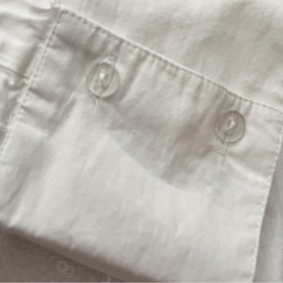 Anthropologie Calligraphie White Linen Embroidered Sequin Top Size L Cropped - Picture 7 of 10